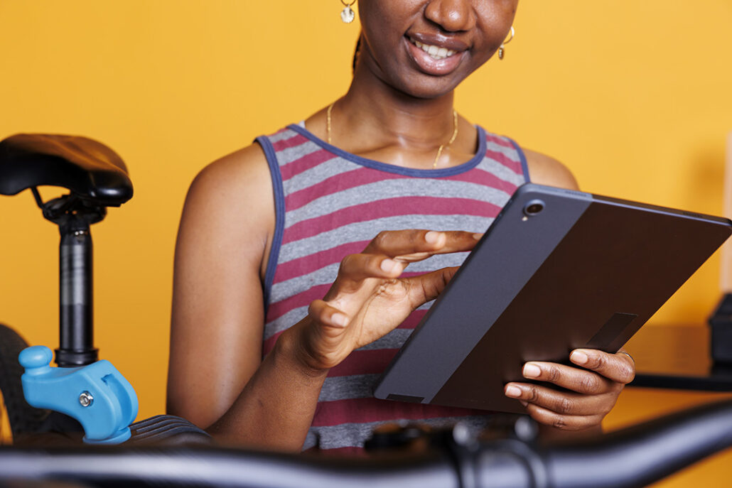 woman browsing tablet